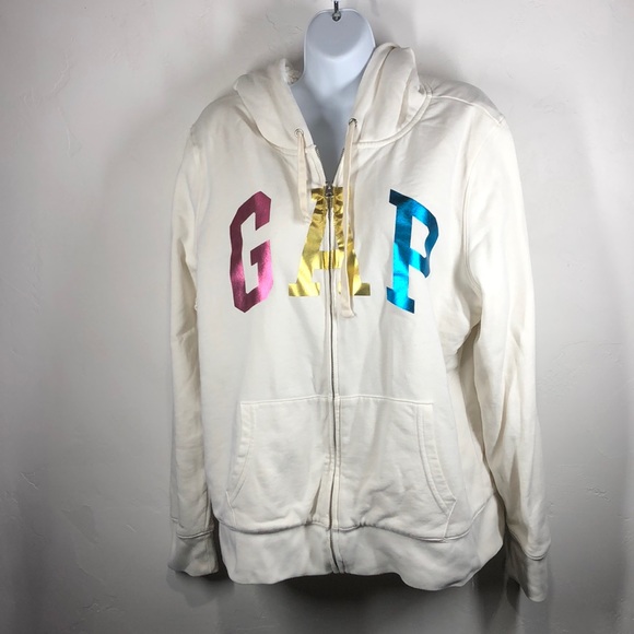GAP Tops - Gap zip up fleece lined hooded sweatshirt size xl